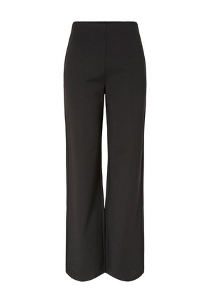 Mustad laiasäärmelised püksid, valmistatud siledast kangast. Kõrge vöökoht, nähtamatud kinnitused ja puhas, minimalistlik disain.