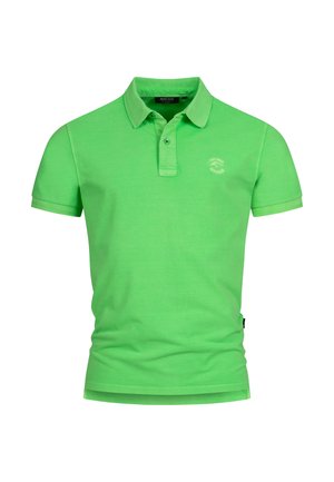 Groene polo met een klassieke kraag, korte mouwen, gemaakt van katoen en met een subtiele logo op de borst. Soepele textuur en een aansluitend ontwerp.