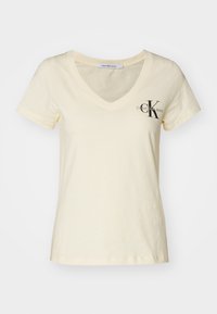 MONOLOGO V NECK TEE - Apdrukāts T-krekls - vanilla