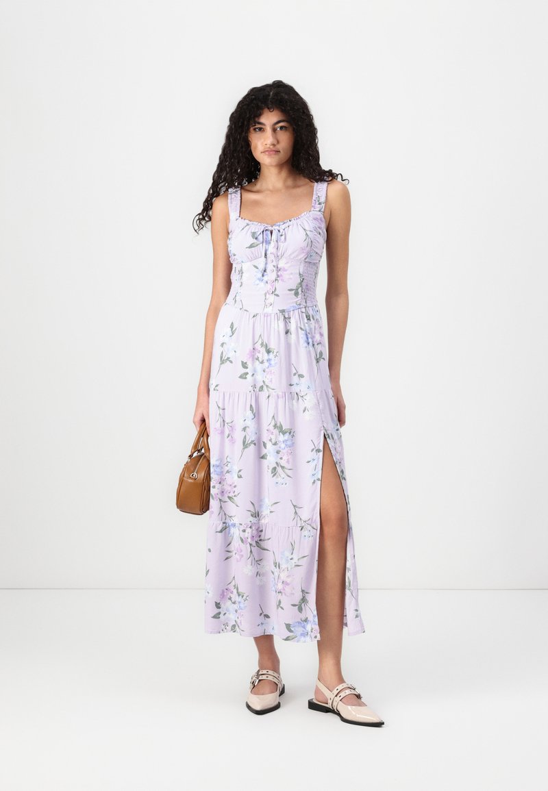 ruffle maxi dress yellow Ruffle Slit Maxi Dress M / Yellow