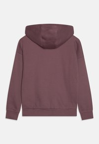 Felpa con cappuccio tirata su in un malva tenue. Tessuto morbido e strutturato con una vestibilità comoda. Polsini e orlo a coste completano il design.