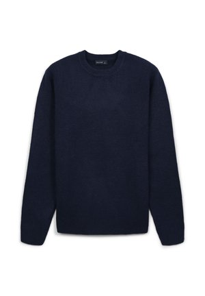 Maglioncino a maglia testurizzata blu navy con collo a giro, maniche lunghe e polsini e orlo in costina, realizzato in un materiale morbido e caldo.