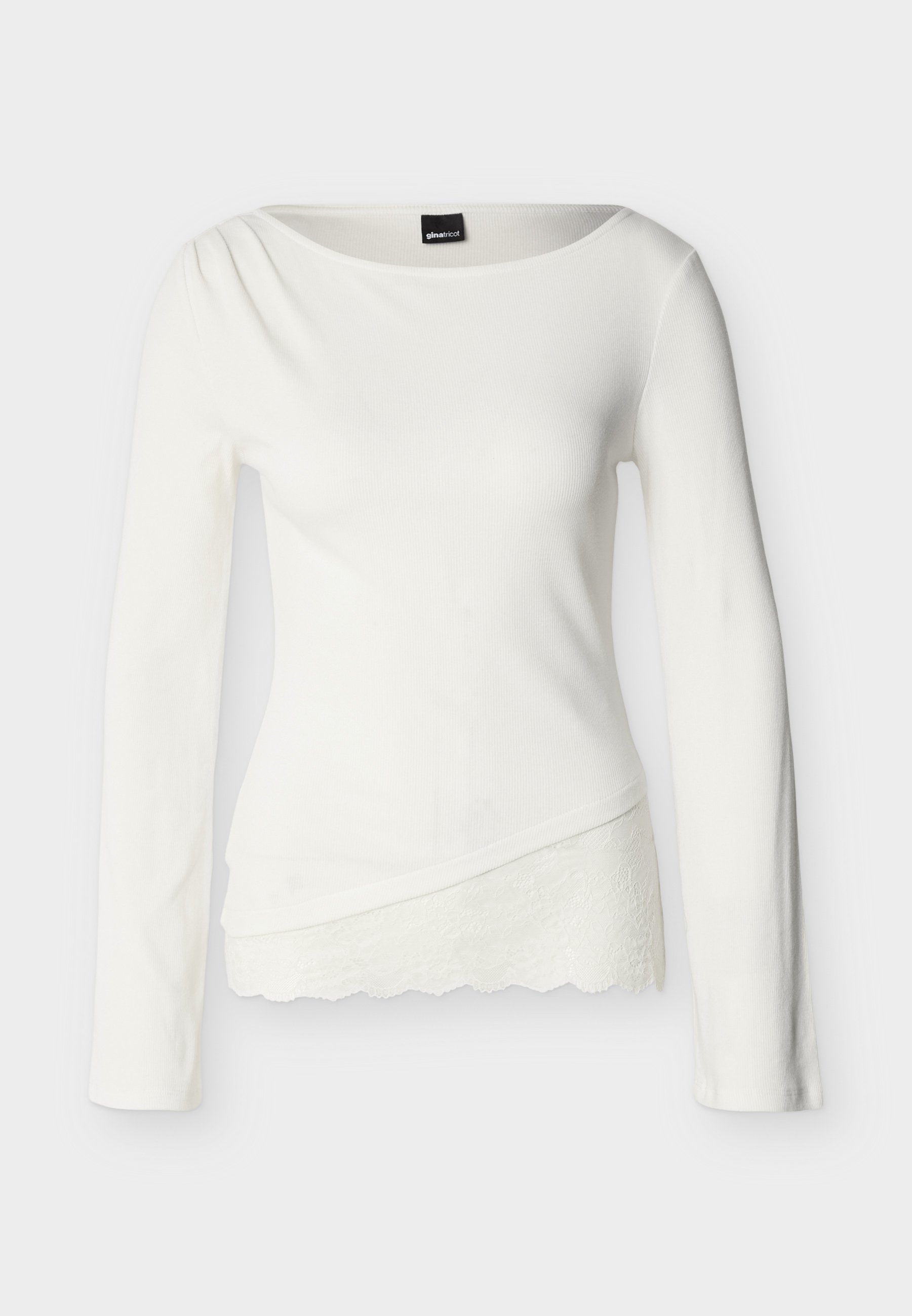 Gina Tricot DETAIL BOATNECK - Long sleeved top - off-white