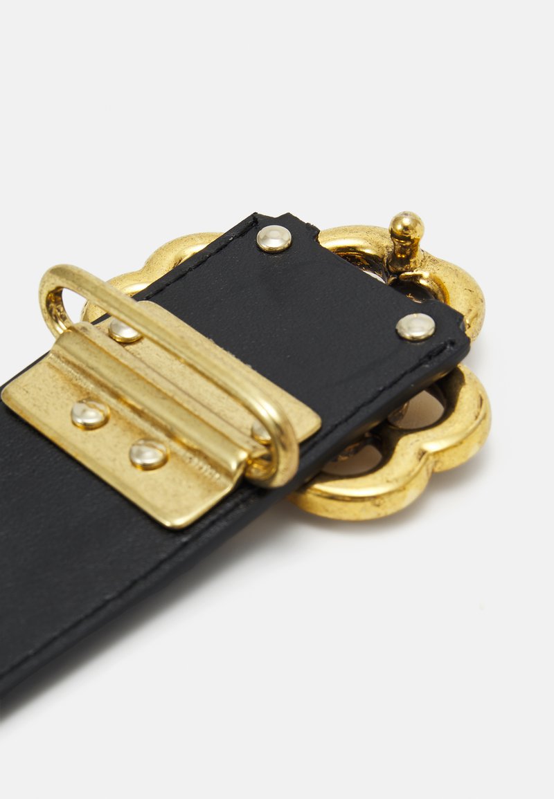 Ceinture Taille S/M En Cuir Noir Avec Strass Et Rivets – Boucle Incluse