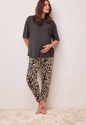 Next MATERNITY SHORT SLEEVE SET - Nachtwäsche Set - charcoal grey leopard