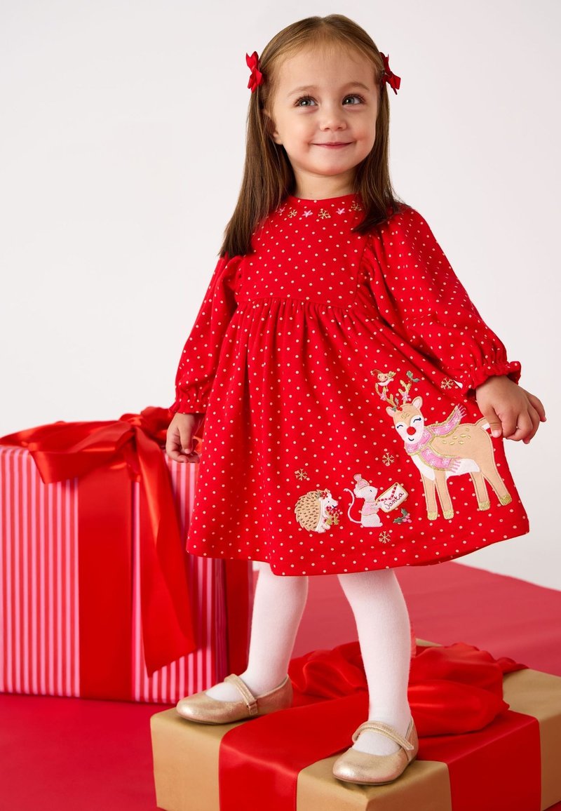 jojo christmas dress Pink Christmas Knitted Combo Dress