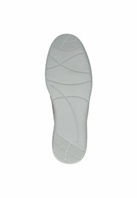 Witte rubberen schoenzool met textuurpatronen, een glad oppervlak en meerdere groeven voor grip en flexibiliteit.