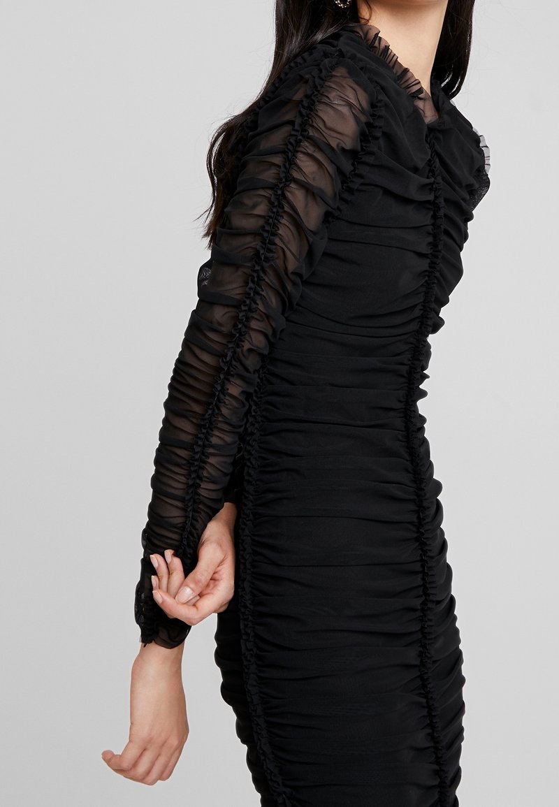 club london black dress Nobu Black Bandeau Maxi Dress With Halter-Collar – Club L London main image 0