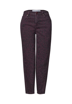 Street One Studio, HIGH WAIST BARREL LEG JEANS MIT LEO-PRINT - Jeans Tapered Fit - burgundi printed wash