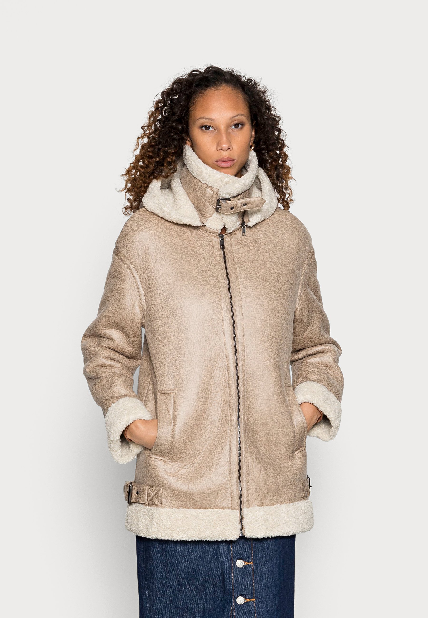 beige winter jacket womens