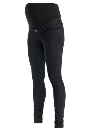 Zwarte zwangerschapjeans met een soepele, rekbare tailleband. Slim fit ontwerp met klassieke vijf-pocket styling en subtiele stikdetails.