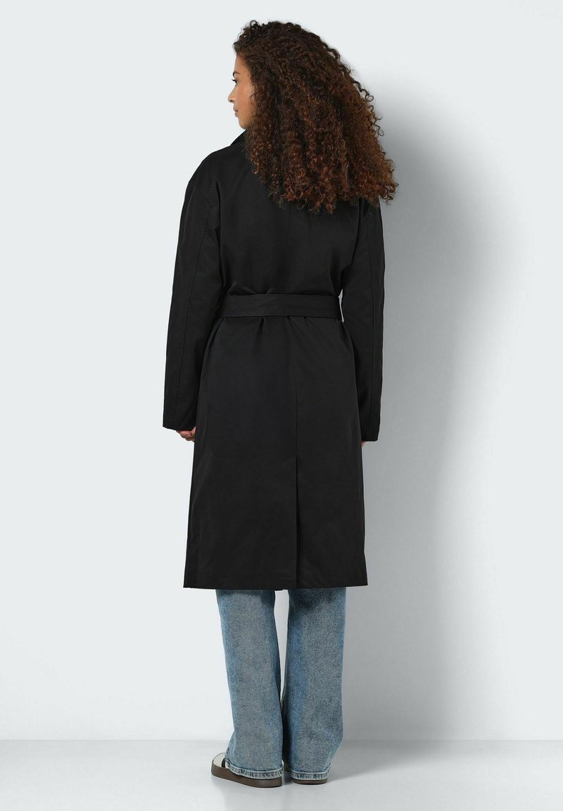 Trenchcoat Donna Noisy May Nmmanya – Lungo, In Poliestere, Con Cintura Rimovibile, Doppio Petto E Tasche Oblique