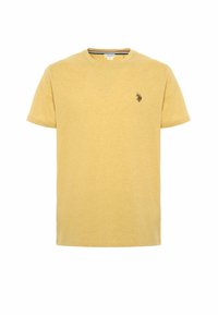 T-shirt gialla a maniche corte realizzata in cotone morbido, con scollatura rotonda e un piccolo logo ricamato sul petto sinistro.