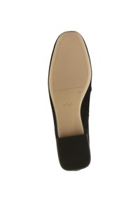 Svart mockaskor med en slät beige sula. Fyrkantig klack och söml�ös design. Inkluderar varumärkets prägling på sulan och texturerad klack.