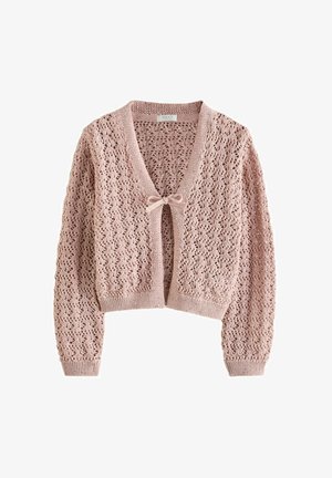 REGULAR FIT - SEQUIN TIE FRONT - Vesta na kopčanje - mink pink
