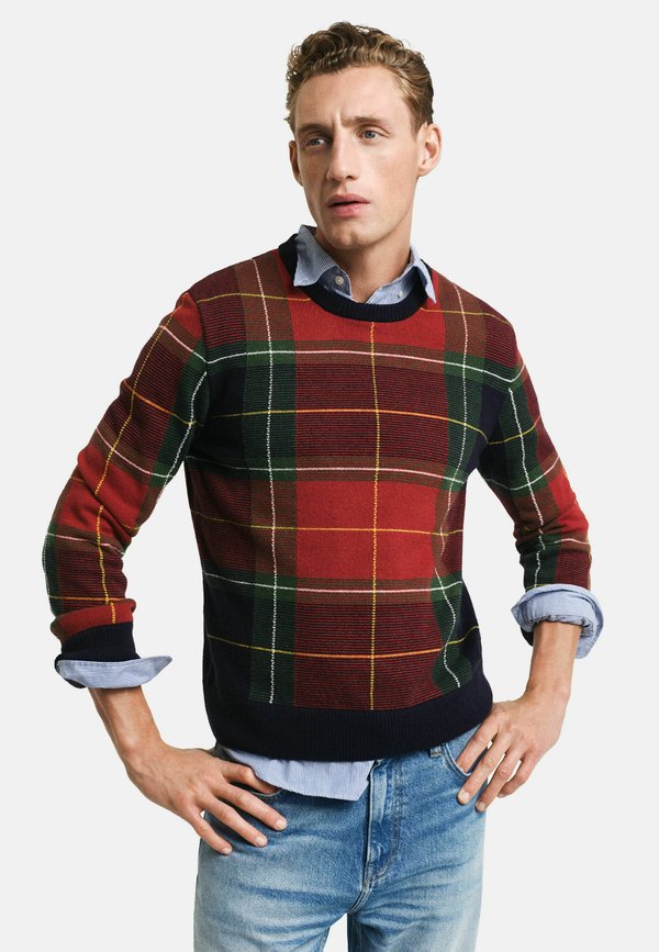 CHECKED C-NECK - Strickpullover