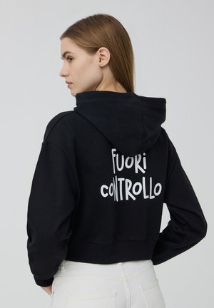 Terranova CROP PESANTE CON E SCRITTE - Felpa con cappuccio - nero