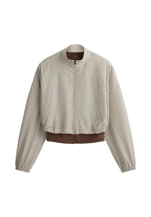 OYSHO, CHECK PRINT DOUBLE-LAYER TECHNICAL JACKET - Blouson Bomber - cocoa