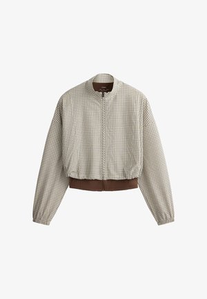 OYSHO, CHECK PRINT DOUBLE-LAYER TECHNICAL JACKET - Blouson Bomber - cocoa