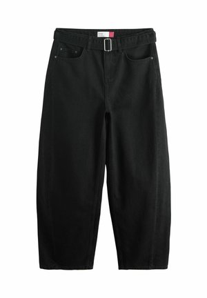 REGULAR FIT - BELTED BARREL  - Platėjantys džinsai - black denim