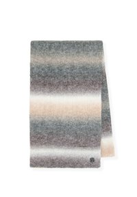 Sciarpa a coste con motivo sfumato in grigio, beige e rosa tenue. Realizzata in tessuto a maglia strutturato con un piccolo dettaglio logo.