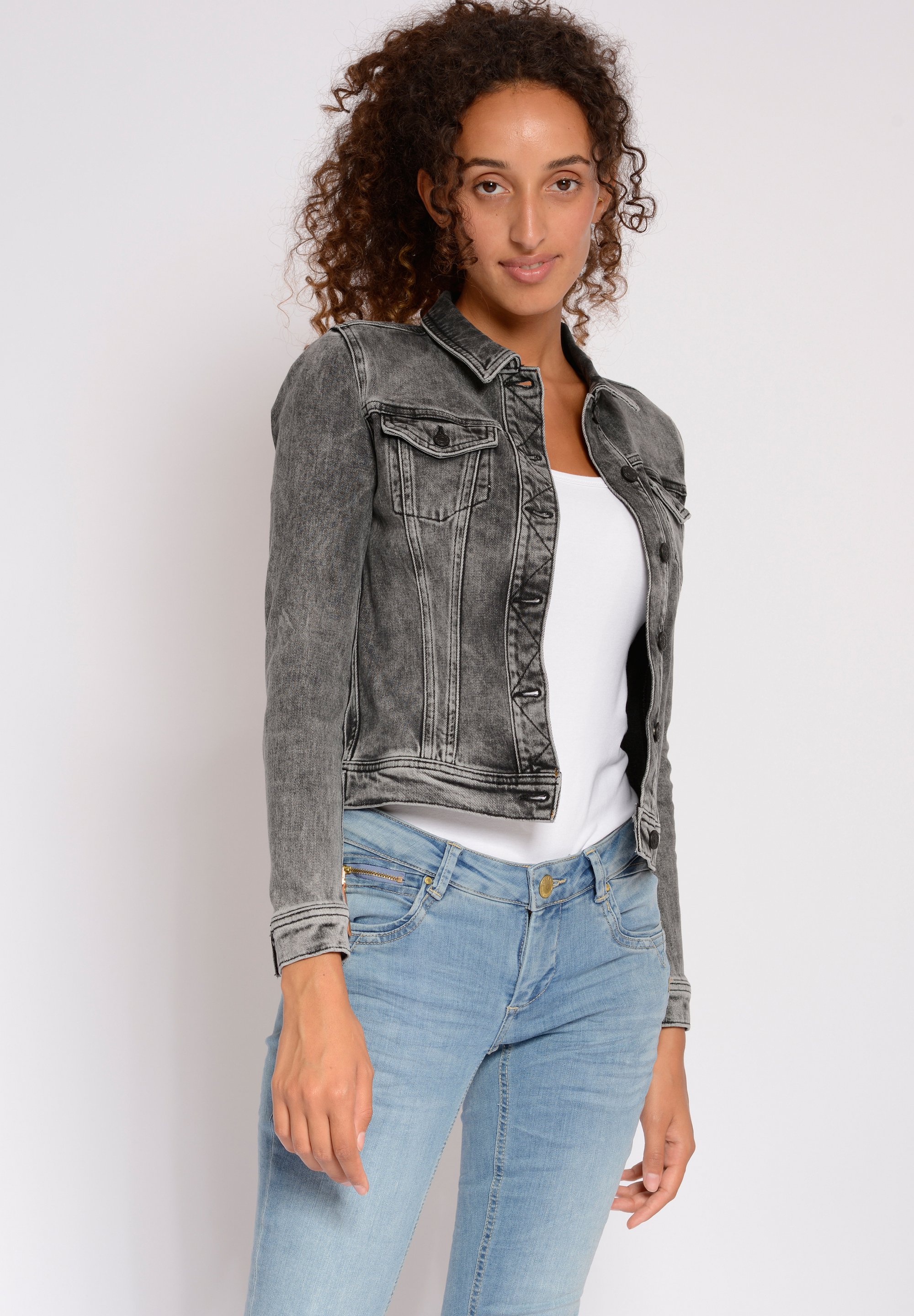 Jacket Jeansjacken Grau Denim Jacket Graue Jeansjacke Damen