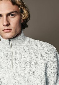 Next ZIP NECK FIT - REGULAR FIT CHENILLE TEXTURE QUARTER ZIP - Stickad tröja - ecru white