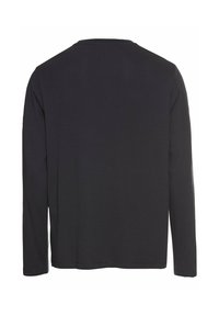 Zwarte lange mouwen shirt van zachte stof, met een ronde hals en een rechte snit. Geen zichtbare patronen of accenten.