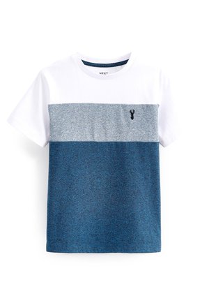 COLOURBLOCK SHORT SLEEVE  - T-shirt print - blue white textured