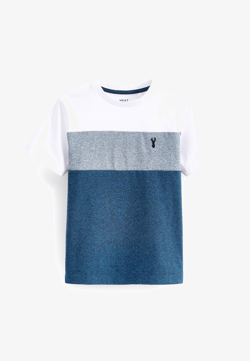 Next BLOCK SHORT SLEEVE - Camiseta estampada - blue white textured