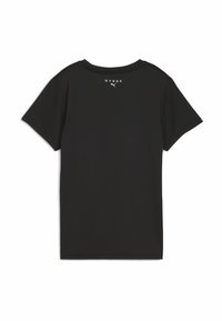 Black short-sleeve t-shirt with a round neck, featuring a small white HYROX logo on the back, made from smooth, breathable fabric.