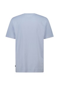 Light blue cotton t-shirt with short sleeves, rounded neck, and a straight hem. Features minimalistic design and no visible patterns or accents.