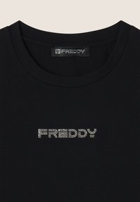Freddy SENZA MANICHE IN STRETCH CON LOGO STRASS - Body - nero