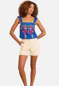 REGULAR FIT - EMBROIDERED SQUARE NECK CAMI . - Bluza - blue