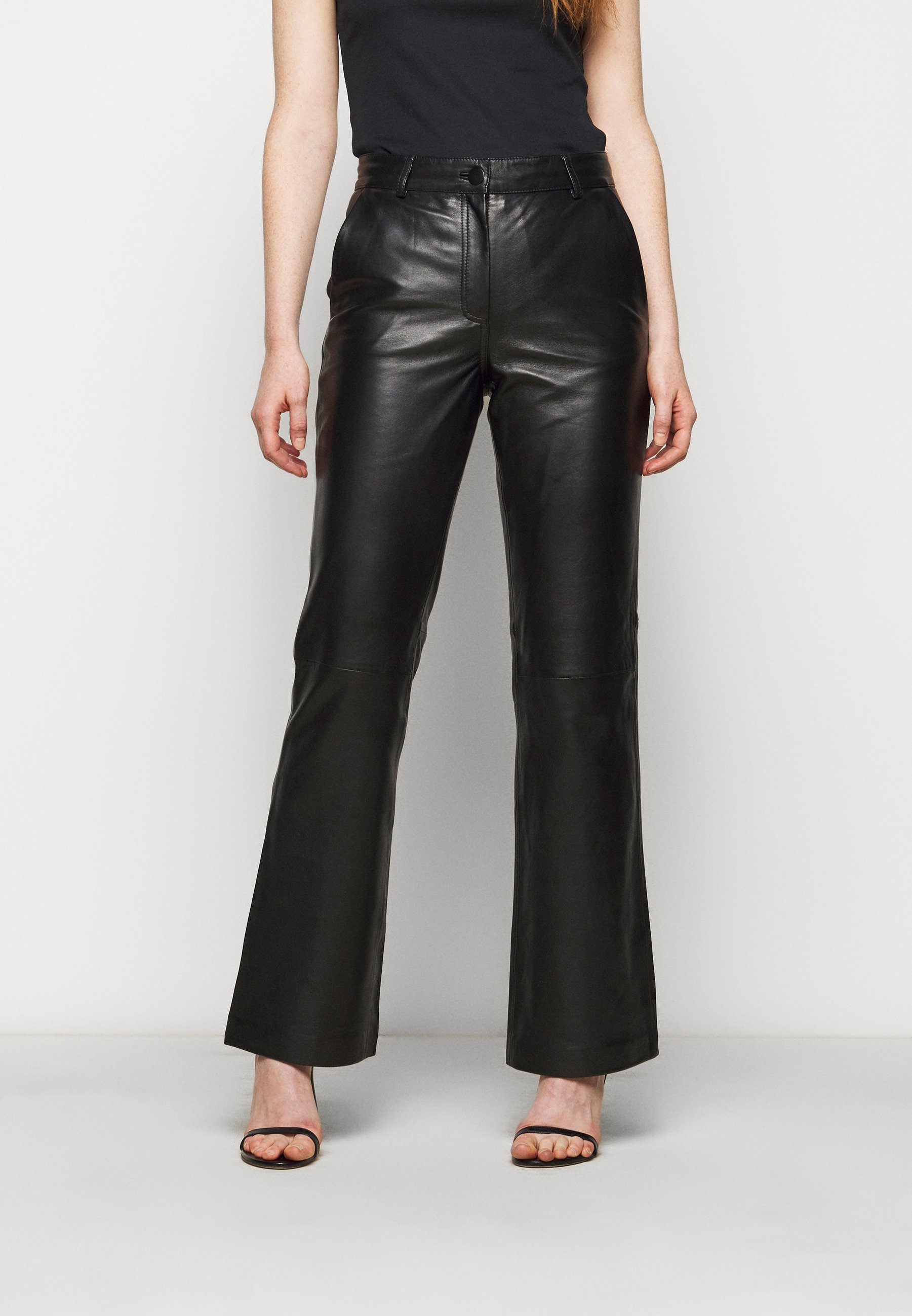 STUDIO ID AMBER - Pantaloni di pelle - black/nero - Zalando.it