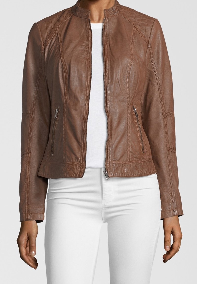 7eleven Veste en cuir - cognac