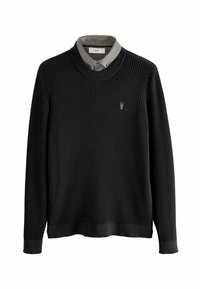 REGULAR FIT GINGHAM OXFORD MOCK  - Maglione - black check rib