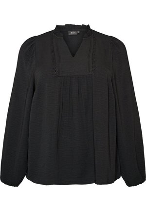 Zizzi, BLUSE MIT V-AUSSCHNITT UND HÄKELBAND - Μπλούζα - schwarz