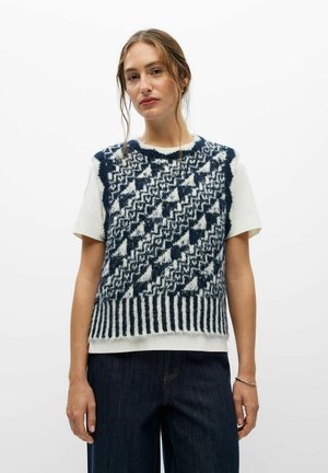 Object, KNITTED VEST PATTERNED BRUSHED - Pullover - sky captain