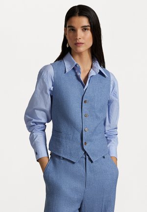 LINEN COTTON TWILL WAISTCOAT - Liemenė - blue