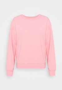 Felpa rosa con scollo rotondo, maniche lunghe e polsini a costine. Realizzata in materiale morbido, presenta una vestibilità comoda e dettagli di cucitura minimi.