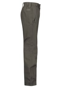 Grijze outdoorbroeken met een slim fit, gemaakt van lichtgewicht stof, voorzien van een ritszak en gestikte accenten op de achterkant.