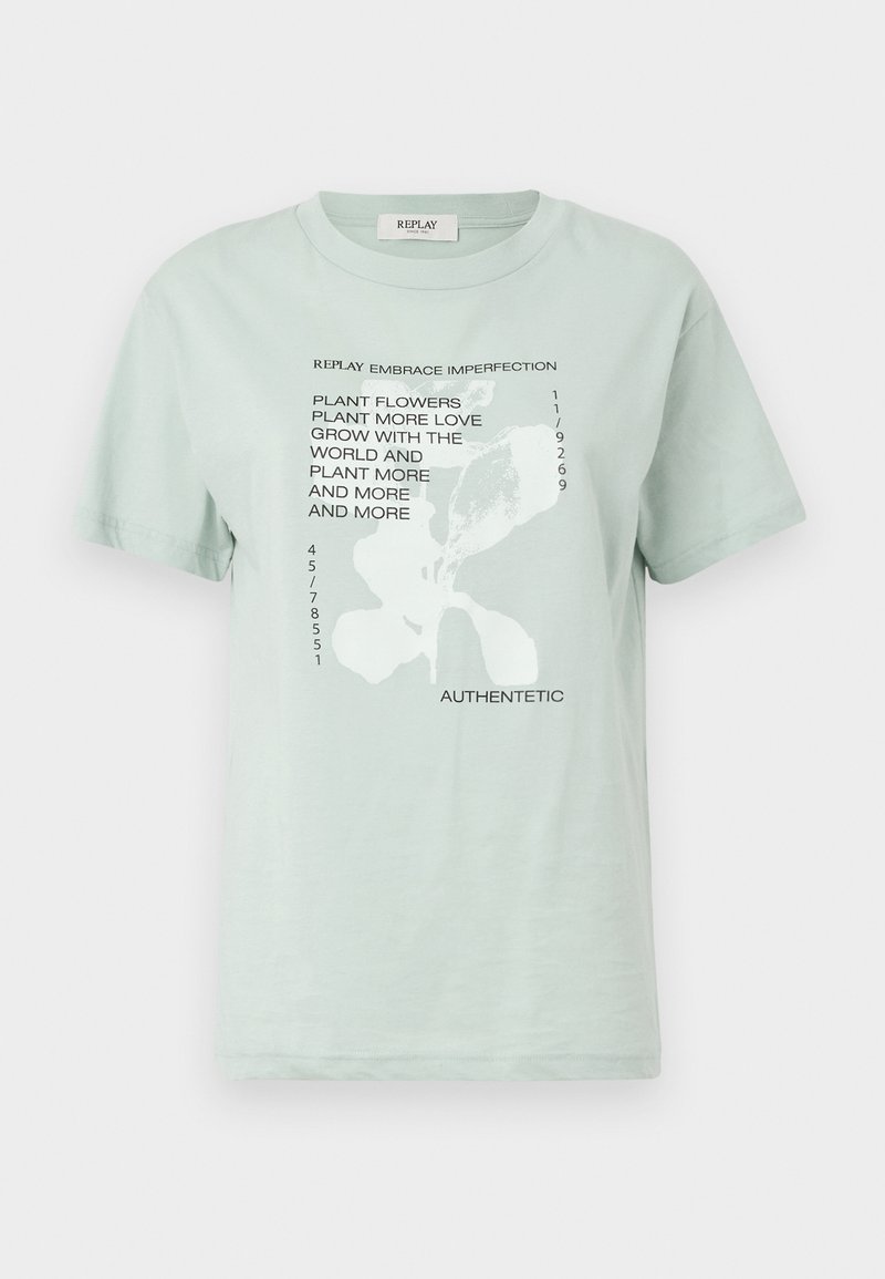 Replay T-shirt print lichtgroen Replay T-shirt print lichtgroen