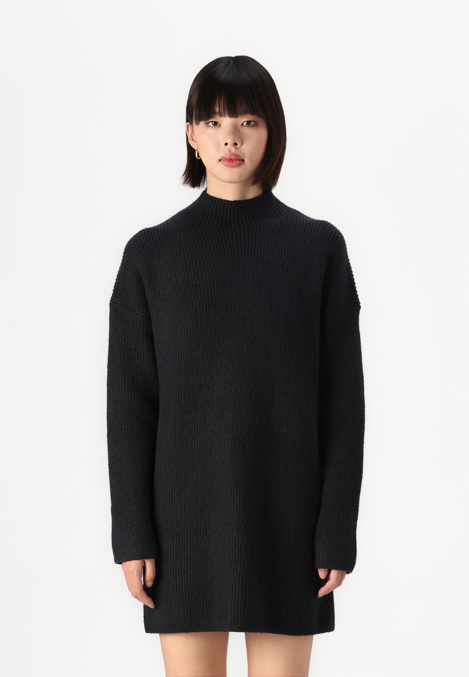 princess polly baby blue dress Women's Black Maxi Knitted Mohair Jumper Dress| Modest Winter Outfits   Femme Couture