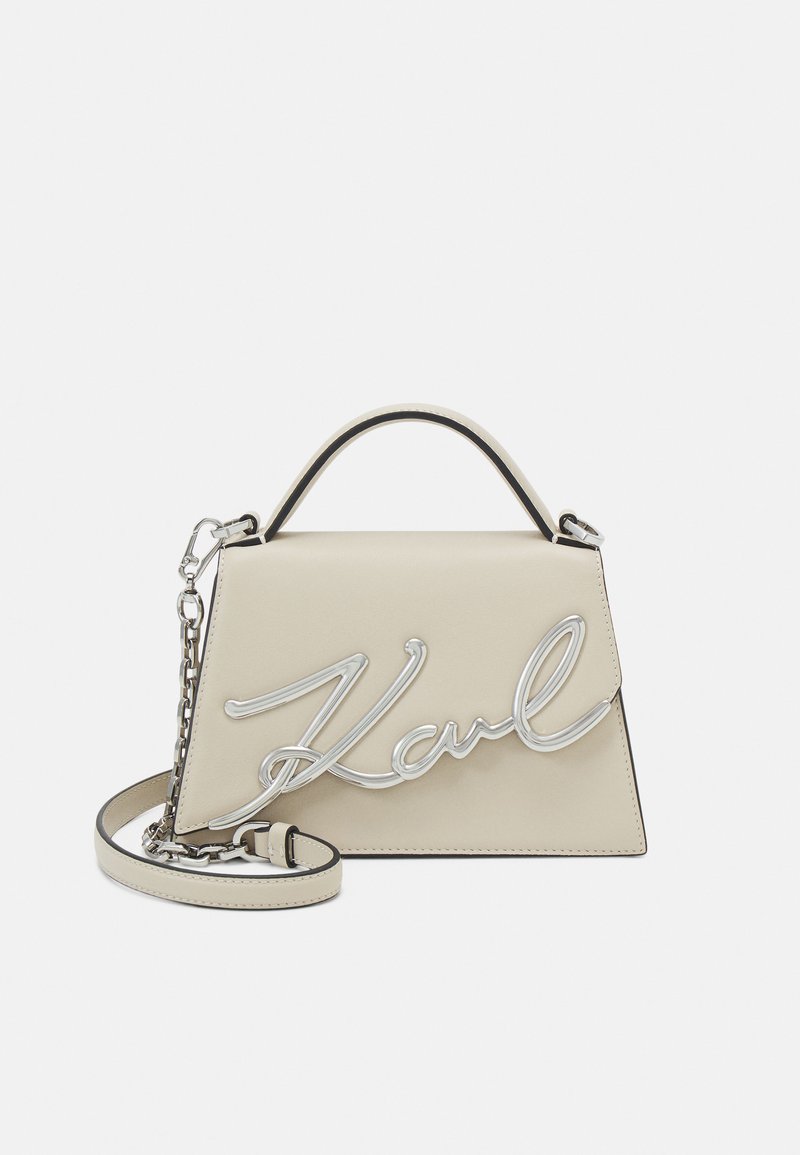 KARL LAGERFELD - SIGNATURE CROSSBODY - Handtas - cream, Vergroten