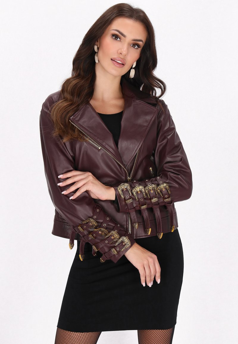 faina Usnjena jakna - burgundy