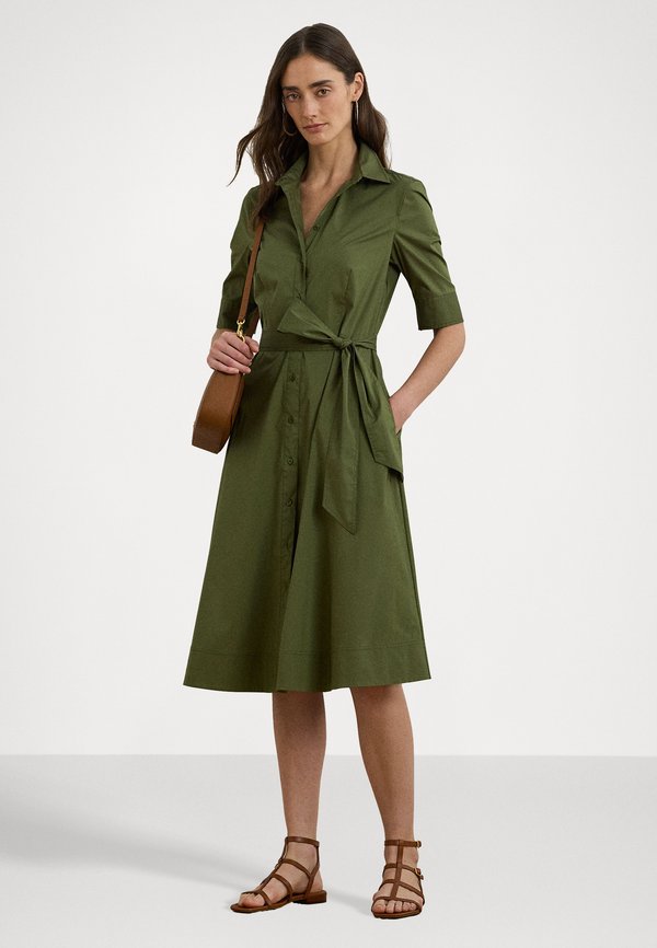 Belted Cotton Blend Shirtdress - Shirt dress - olive grove4
