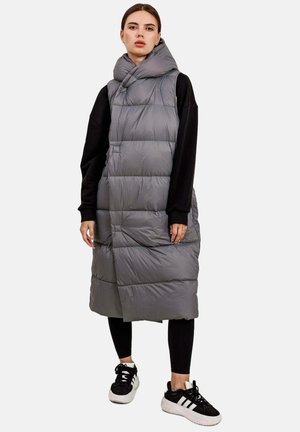 LANGE MIT KAPUZE HERBST WINTER WARM GEFÜTTERT - Bodywarmer - grey