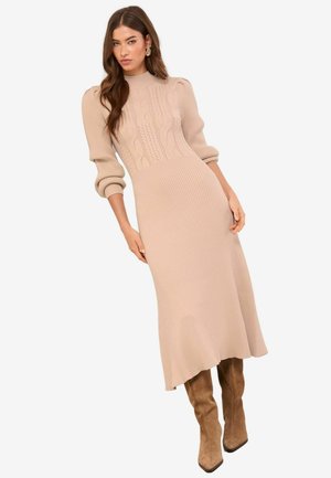 PETITE FIT  CABLE  BLOUSON SLEEVE TURTLE NECK MIDI  - Kotelomekko - neutral