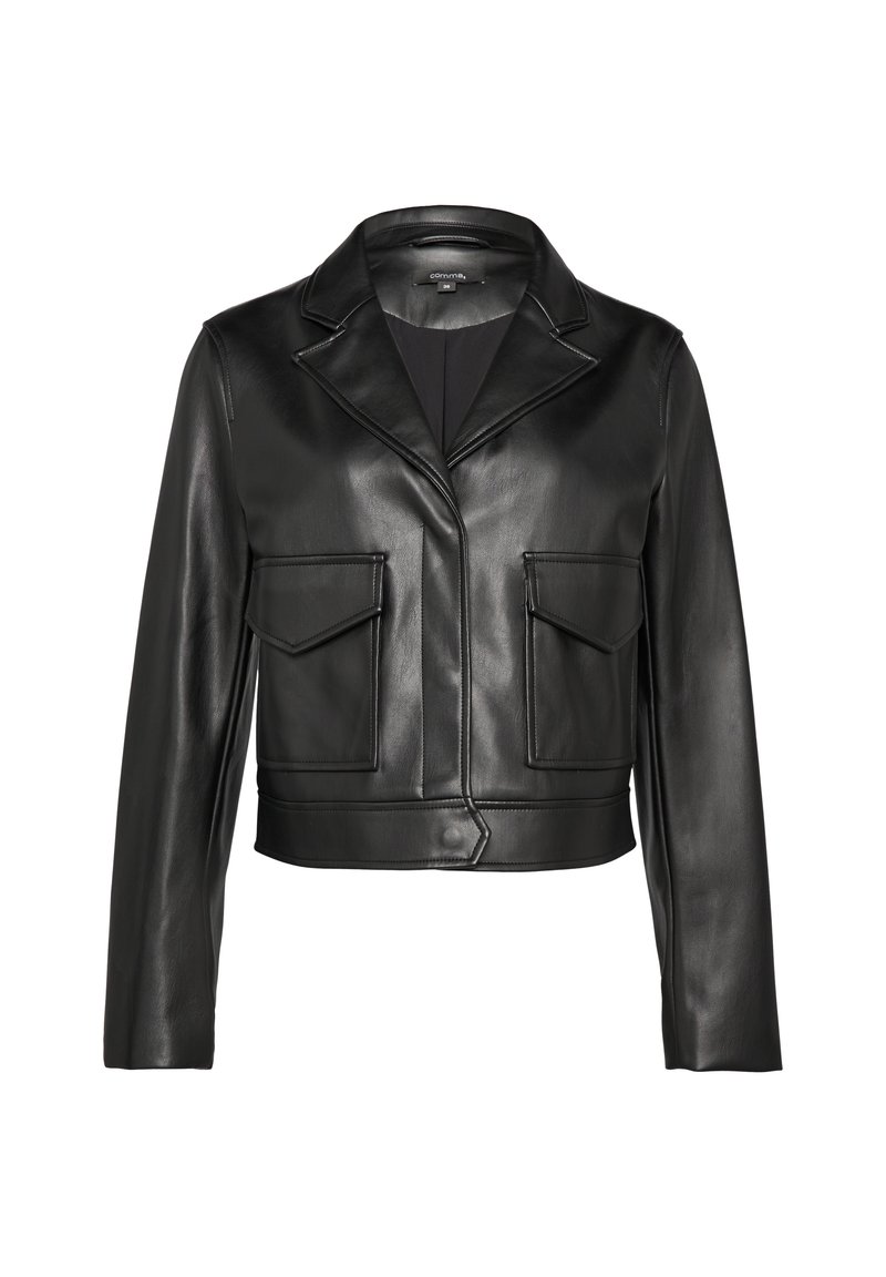 comma Imitatieleren jas zwart comma Imitatieleren jas zwart